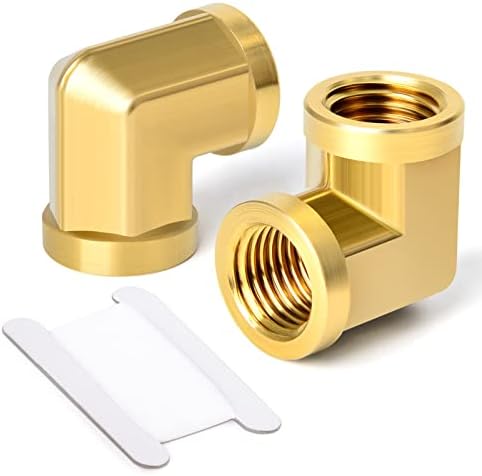 TAISHER 2PCS 90 Degree Barstock Street Elbow, 1/8 Inch NPT Female Pipe to 1/8 Inch NPT Female Brass Pipe Fitting