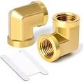 TAISHER 2pcs 90 Degree Barstock Street Elbow, 3/8 Inch NPT Female Pipe to 3/8 Inch NPT Female Brass Pipe Fitting