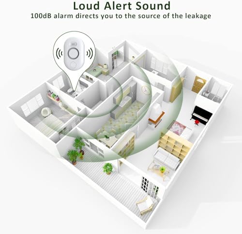 Water Leak Detector Sensor Alarm: Home Water Flooding Monitor Smart Sink Overflow Monitoring Adjustable Wet Moisture Alert Pipe Leakage Drip Detection Warning for Basement Floor