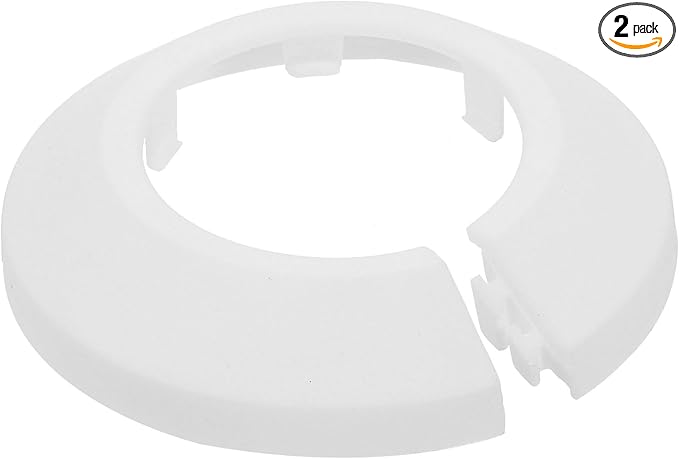 uxcell Escutcheon Plate, 2Pcs 34mm - Fit 1.31" Outer Diameter Split Pipe Flange Water Pipe Cover Collar Decoration, PP Plastic Plumbing Cover Plates (White)