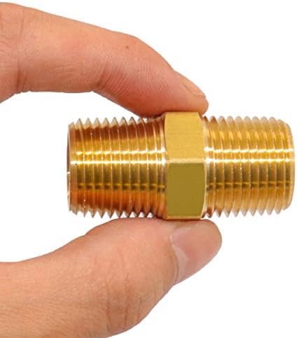 KOOTANS 1/4 NPT x 1/4 NPT Male Solid Brass Hex Nipples,4 PACK