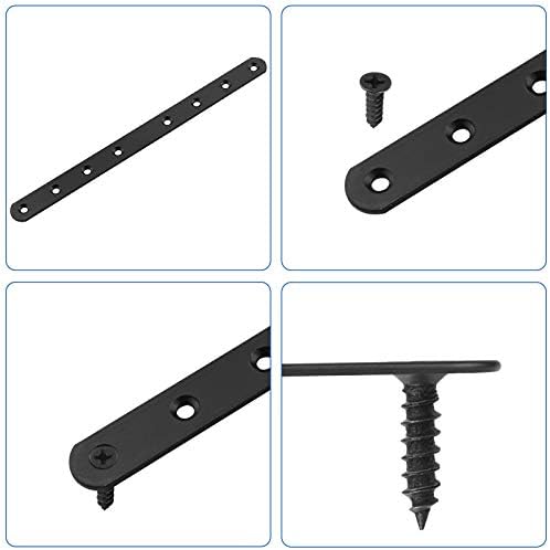 12Pcs Black Mending Plate, 10” Flat Straight Braces Heavy Duty Metal Straight Bracket, Cast Iron Mending Joining Repair Plates Fixing Bracket Connector for Repairing Wooden Furniture, 250MMx20MMx3MM