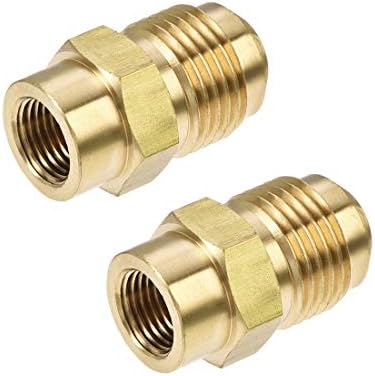 uxcell Brass Pipe fitting, 5/8"-18UNF Flare Male to 1/8NPT Female Thread, Tubing Adapter Hose Connector, for Air Conditioner Refrigeration, 2Pcs