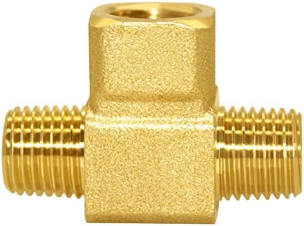 Joywayus Brass Tee Pipe Fitting 1/4" NPT Male-Female-Male 3-way Adapter