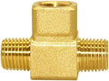 Joywayus Brass Tee Pipe Fitting 1/4" NPT Male-Female-Male 3-way Adapter