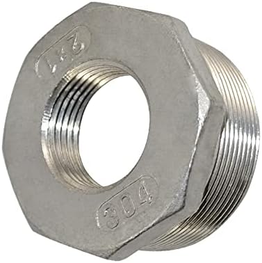 1/4" Male NPT to 1/8" Female NPT Female Reducing/Reducer Bushing Pipe Fitting,Adapter,Stainless Steel SS 304 Hex Bushing (2" Male to 1" Female)