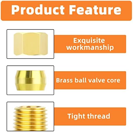 GASHER 2PCS Brass Compression Tube Pipe Fitting Connector, Tee，1/2" x 1/2" x 1/2" Tube OD Connector