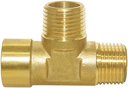Joywayus Brass Tee Pipe Fitting 1/2" NPT Male-Male-Female 3-way Adapter