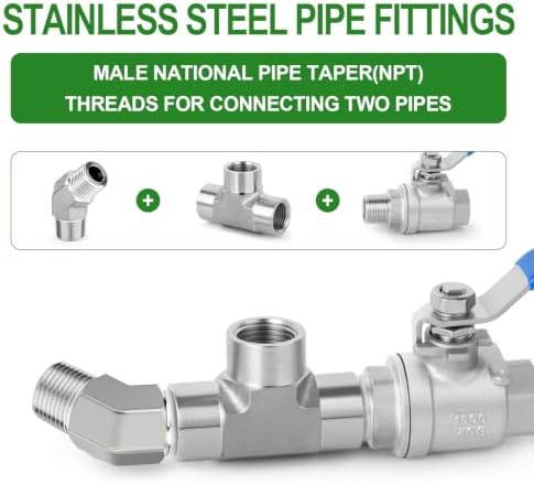 TAISHER 2pcs 304 SS 45 Degree Elbow 1/8"MNPT Forged Pipe Connector