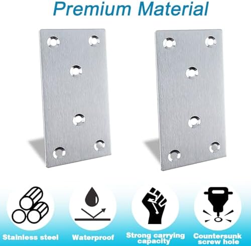50PCS Flat Straight Brace Brackets, 4x2 Stainless Steel Joining Brackets