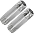 304 Stainless Steel Nipple Pipe Fitting 1" NPT X 1" NPT Male Thread Cast Pipe Fittings 2" 50mm Length (pack of 2)