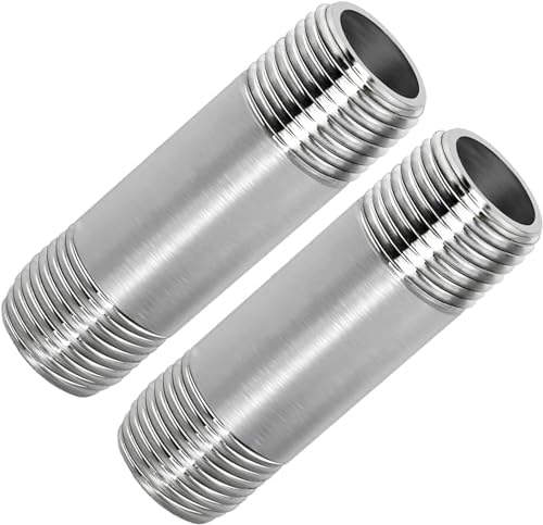304 Stainless Steel Nipple Pipe Fitting 1/4" NPT X 1/4" NPT Male Thread Cast Pipe Fittings 2" 50mm Length (pack of 2)