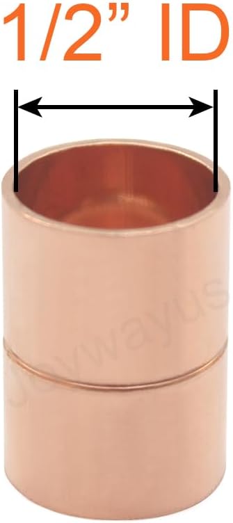 Joywayus 10PCS 1/2" ID Copper Coupling with Dimple Stop Straight Sweat Pipe Fitting Pressure Plumbing Solder Connection