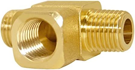 Joywayus Brass Tee Pipe Fitting 1/4" NPT Male-Female-Male 3-way Adapter
