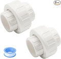 2PCS 1-1/2 Inch PVC Union Coupling Pipe Fittings with EPDM O-Ring Socket to Socket 1.5" PVC Union Pipe Adapter Connector HE065-1-1/2