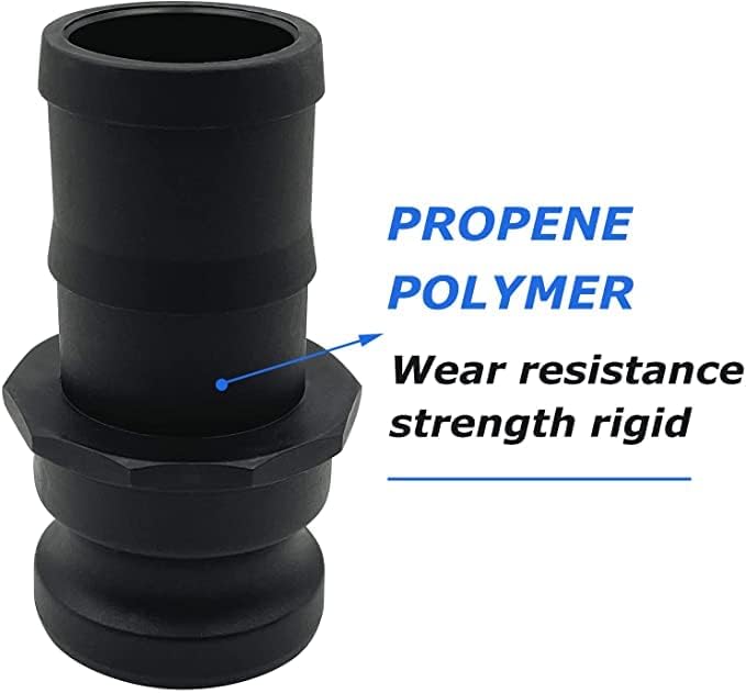 2PCS Polypropylene Camlock Fittings 1.5 Inch Type E Male Camlock with Hose Shank
