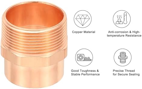 PATIKIL 1-1/2" Male Adapter Fitting with C x m Connections, 2 Pcs Copper Pipe Fittings with Sweat Solder x FNPT Connection Threaded Tubing Connector for Residential, Commercial