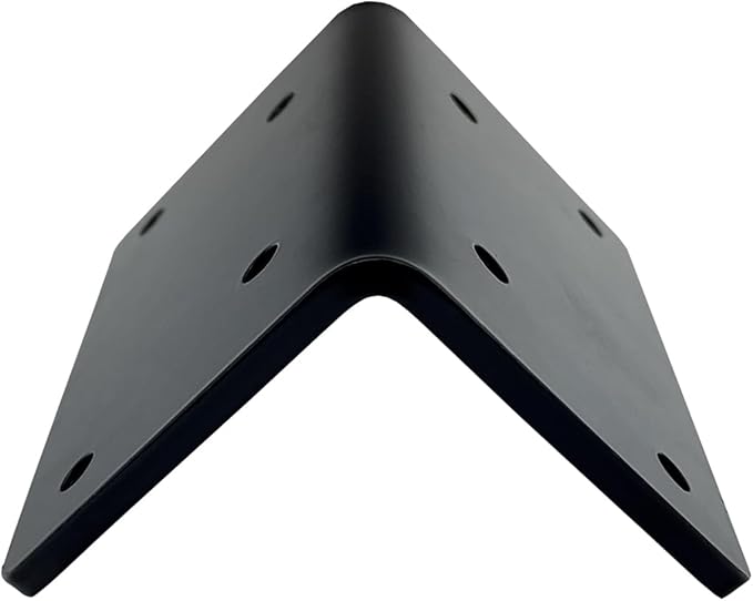 2 Pcs 5" Black Heavy Duty L Right Angle Steel Brackets,90 Degree Metal Corner Countertop Bracket,Countersunk Design Max Load 230LB for Timber Wood Furniture Shelves Support.Thickness 5mm