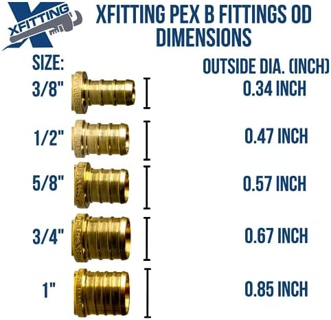 2 Pack XFITTING 3/8 inch Pex x 1/2 inch Female Adapter, Barb Crimp FNPT