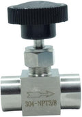 1 Piece Stainless Steel 304 Instrument Gas Needle Valve 3/8" NPT Female x 3/8 NPT Female