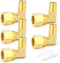 GASHER 5PCS Brass 90 Degree Elbow Compression Tube Pipe Fitting Connector, 3/8" Tube OD x 1/8" NPT Male Connector