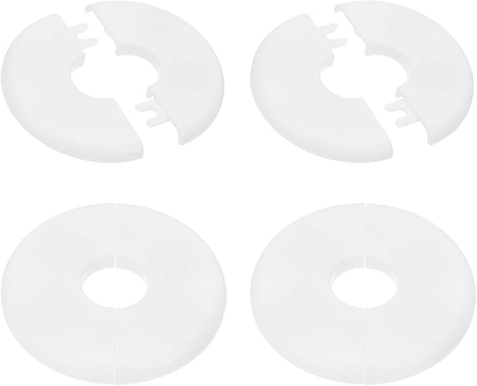PATIKIL Wall Split Flange 80mm / 3.1" OD, 4 Pcs Round Escutcheon Plate Cover PPR Plumbing Cover Plates with Self-Adhesive Tape for 22.5mm / 0.9" Dia Water Pipe Faucet, White