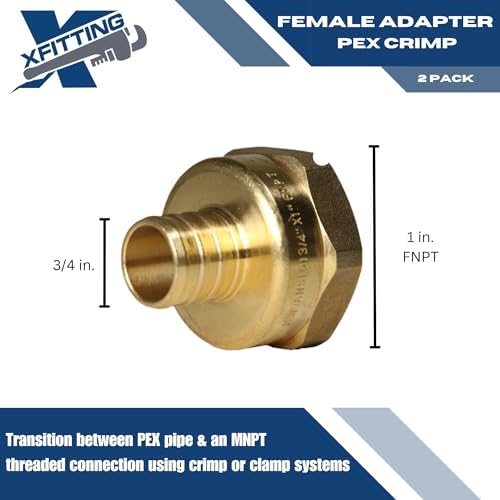 2 Pack XFITTING 3/4 inch Pex x 1 inch Female NPT Adapter Pex FNPT