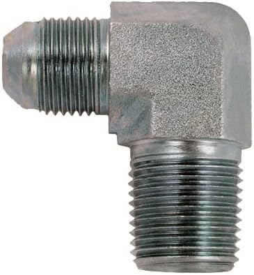 90 Degree Flared Tube Elbow 3/4" JIC Male x 1/2" NPTF Male Pipe Corner Hydraulic Fitting | 2501-12-08