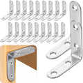 20 Pcs L Bracket Corner Braces 2 Inch Stainless Steel Heavy Duty Shelf Bracket for Wood Shelves, Wall Hanging Support 90 Degree Joint Right Angle Brackets with Screws