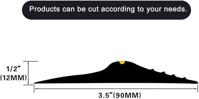 12Ft/3.7M Universal Garage Threshold Seal Strip Garage Door Bottom Weatherproof Strip Rubber DIY Weather Stripping Replacement Not Include Sealant/Adhesive (Black-Yellow Line)