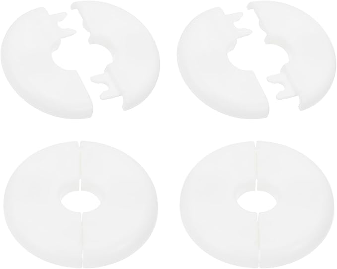 PATIKIL Wall Split Flange 40mm / 1.6" OD, 4 Pcs Round Escutcheon Plate Cover PPR Plumbing Cover Plates with Self-Adhesive Tape for 10mm / 0.4" Dia Water Pipe Faucet, White