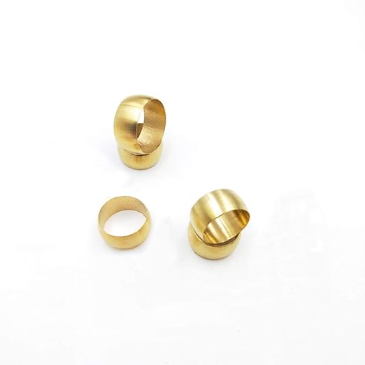 Beduan Brass Compression Fitting, Compression Sleeve Fitting Sleeve Ferrules 3/8" Tube OD (Pack of 40)