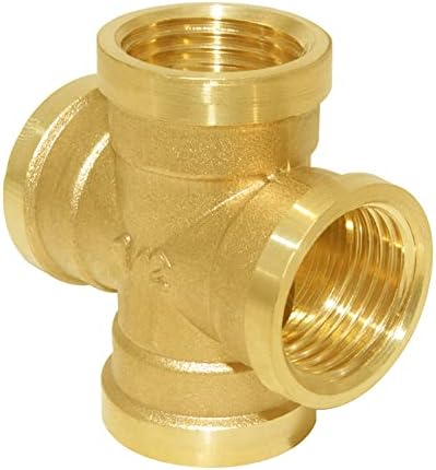 Joywayus Brass 1/2" NPS Female 4-Way Pipe Fitting Adapter Hose Coupler