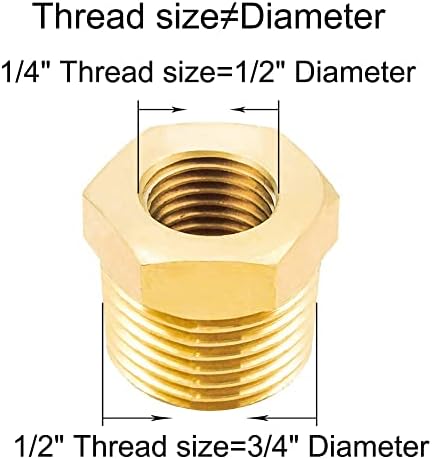 Joywayus 10Pcs Brass Reducing Hex Bushing 1/2" NPT Male to 1/4" NPT Female