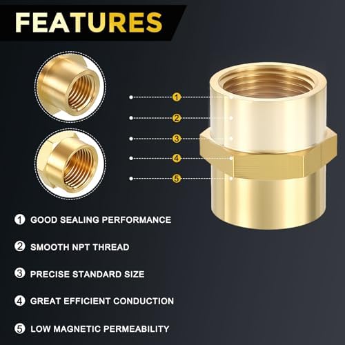 METALLIXITY 6PCS 3/4" FeMale NPT x 3/4" FeMale NPT Thread Brass Coupling