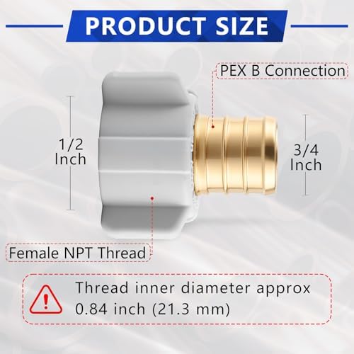 3/4" Pex x 1/2" Female NPT Swivel Adapter No-Lead Brass Crimp Fitting,PEX-B Compatible,2-Pack