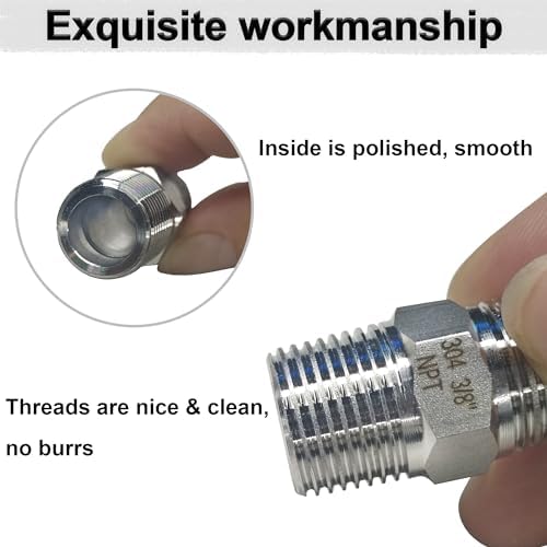 ZOUNI Hex Nipple 3/8" Male x 3/8" NPT Male Pipe Fittings