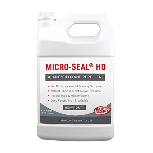 Rain Guard Water Sealers CR-0401 Micro-Seal HD Ready to USE HIGH Solids Sealer Covering Up to 300 Sq. Ft. All Masonry Surfaces. 1 Gallon Clear Penetrating Silane and Siloxane Professional Grade.