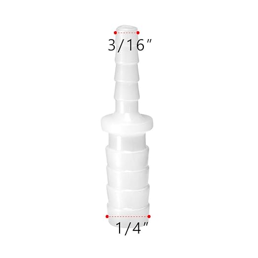 Quickun Plastic Hose Barb Reducer Fitting 1/4" to 3/16" Barbed Reducing Union Adapter Splicer Mender Joint Fitting (Pack of 5)