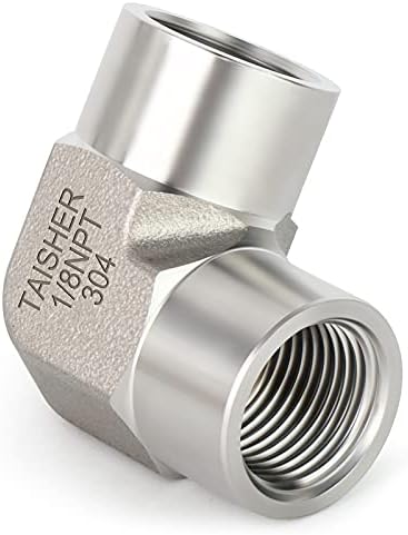TAISHER 2PCS 304 Stainless Steel 90 Degree Barstock Street Elbow, 1/8 Inch NPT Female Pipe to 1/8 Inch NPT Female 304 Stainless Pipe Fitting