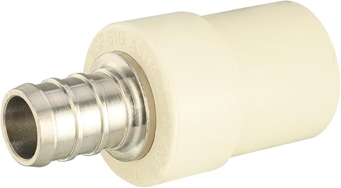 (Pack of 5) EFIELD 1/2" Pex x 1/2" CPVC Transition Coupling Barb Crimp Brass Fittings. (5),(PEX1807340-5PCS)