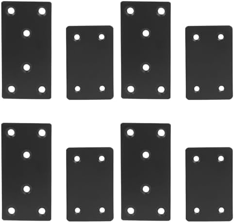 Bonsicoky 8 Pcs Flat Straight Brace Brackets, Black, 3.15"x1.5" + 2.4"x1.5"