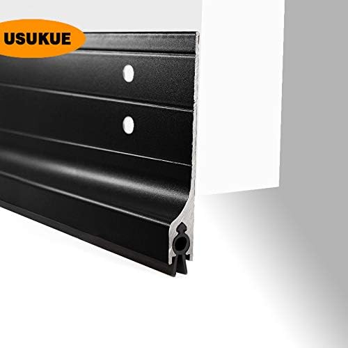 42 inch Door Draft Stopper Bottom Mice Seal Strip Metal Blocker, Aluminium Mouse Sweep 2" Height, Black
