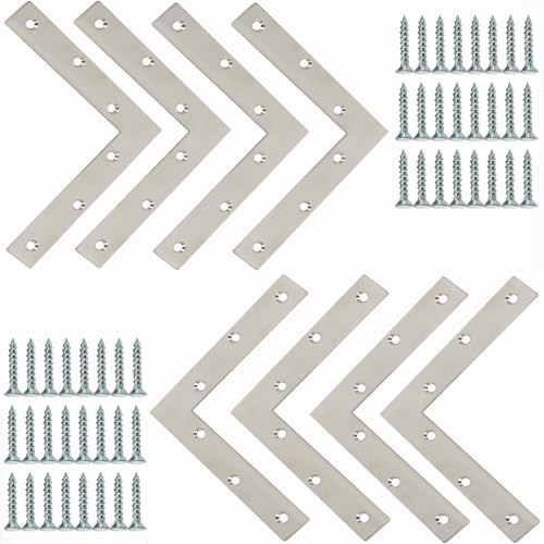 Alise 6x6 Inch L Flat Brackets for Wood,Corner Bracket Mending Plate,8Pack