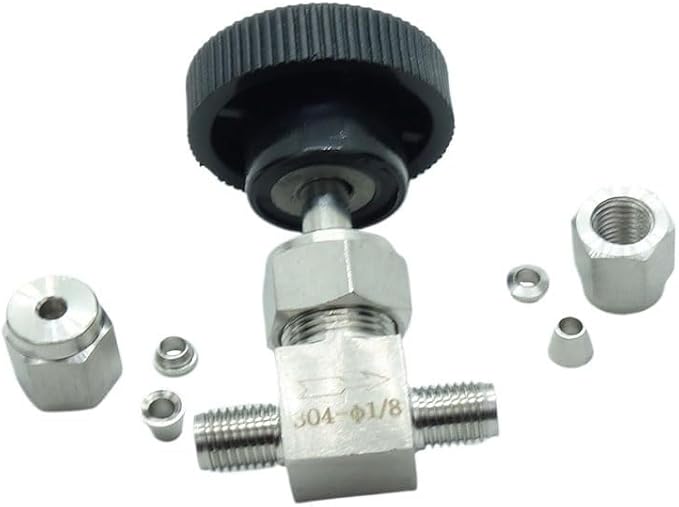 1 Piece Stainless Steel 304 1/8" Tube OD Double Ferrule Compression Fitting Instrument Needle Valve