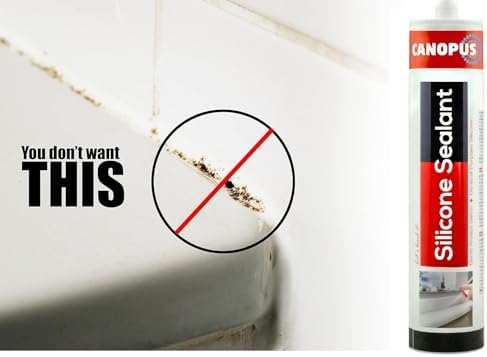 CANOPUS INTERBOND Waterproof Kitchen & Bathroom Acetoxy Silicone Sealant White, 3-Pack, 10oz Each, Suitable for Indoor and Outdoor Waterproofing and Bonding Applications, Shower Sealant