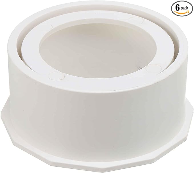 6Pcs 4" x 3" PVC Reducer Bushing Fitting, SCH40 (Spigot x Socket) Furniture Grade PVC Pipe Fitting, Reducer Bush Adapter for Home Sewer Plumbing, Industrial, Pipe Connection, White