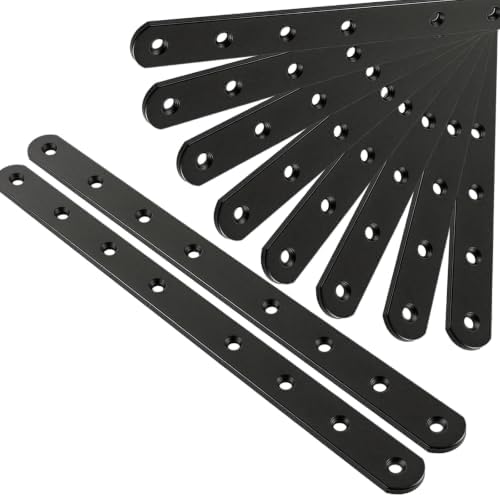 12Pack Straight Brackets Black Mending Plate 10In Metal Brackets for Brace