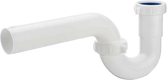 (1 Pack) Yariwiz White P Trap 1 1/2 Inch for Bathroom Kitchen Sink Drain Pipe Tubular Kit with Blue TPE Washer KSD-002W