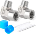 TAISHER 2PCS 304 Stainless Steel 90 Degree Barstock Street Elbow, 1/2 Inch NPT Male Pipe to 1/2 Inch NPT Female 304 Stainless Pipe Fitting